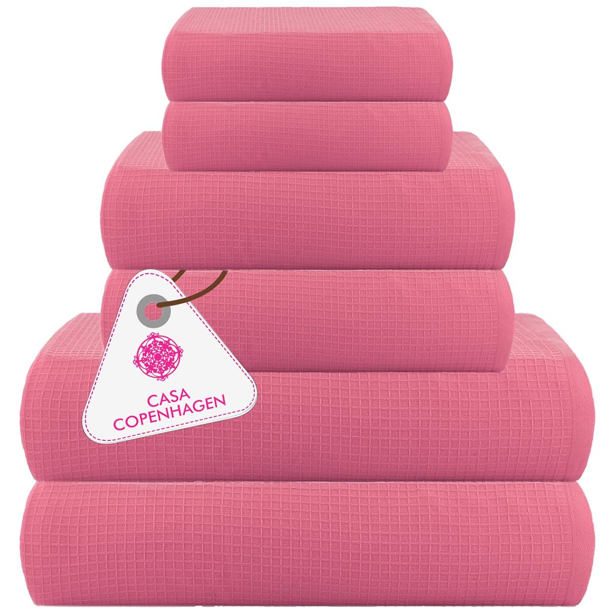 CASA COPENHAGEN 6-teiliges Badetuch-Geschenkset, 600 g/m², Rosa