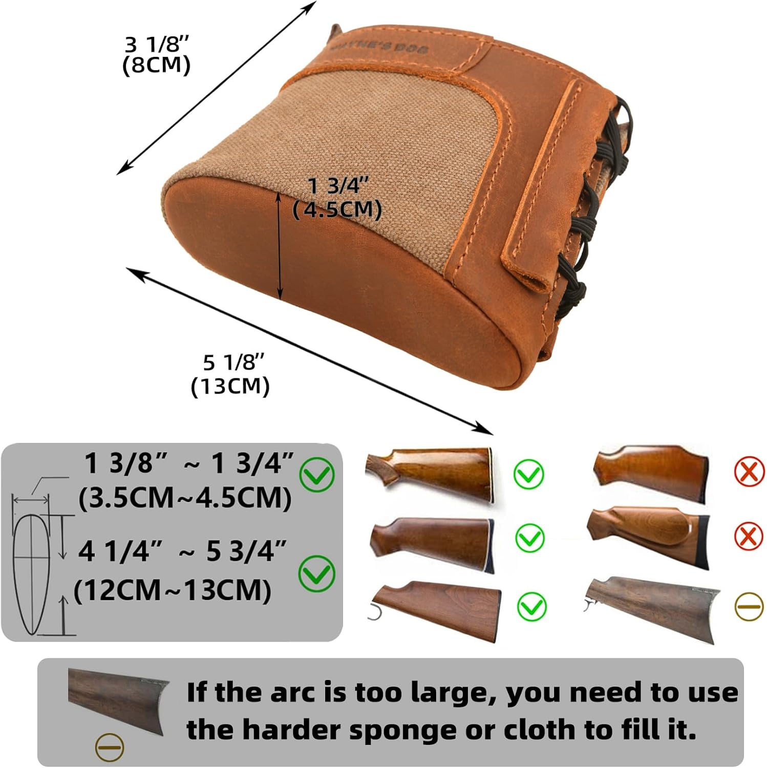 Tas Trost Slip On Butt Pad, Canvas Gun Recoil Pad Extension Buttstock for Rifle Shotgun