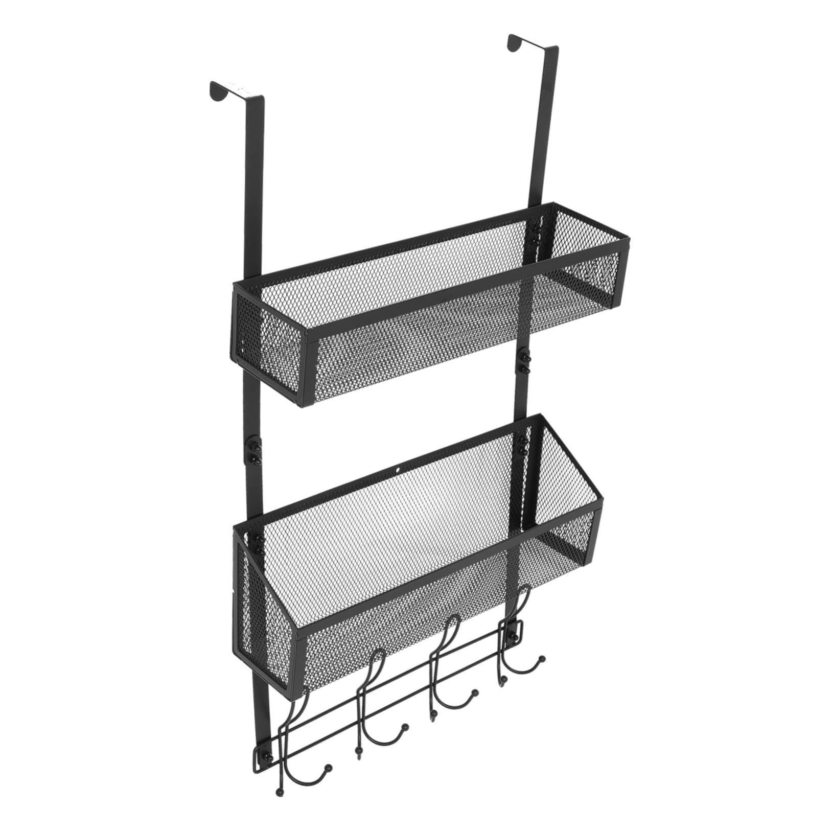 Homoyoyo Door Organizer Mesh Hanging Basket Over The Door Storage Rack No Drill Multitier for Kitchen Bathroom
