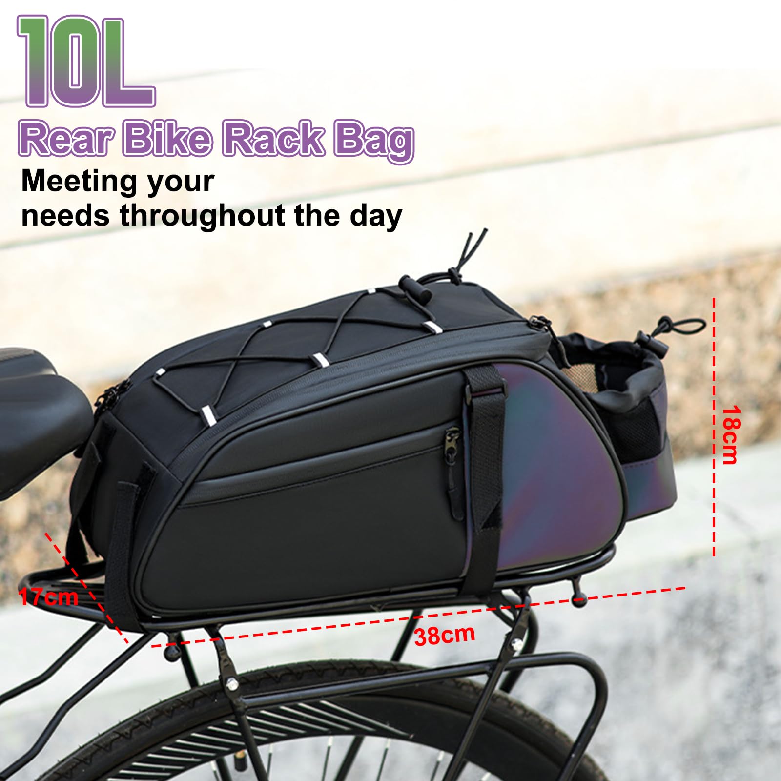 Borsa Da Bici Posteriore Impermeabile 10L, Riflettente, Con Tracolla - Per Mountain Bike, Pendolari