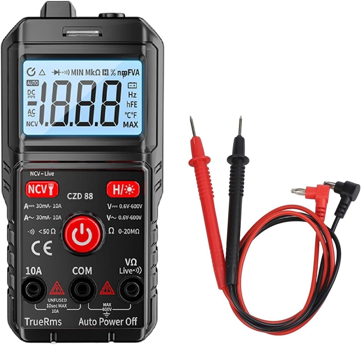 CZD88 Smart Digital Multimeter,Digital Multimeter Tester, With Auto-Ranging AC/DC Voltage And Current Tester, NCV Detection, Backlit LCD Display, Portable Electrical Measurement Tool