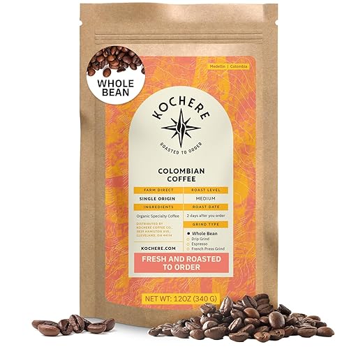 Grano entero colombiano de origen único, café orgánico especializado - Comercio justo, tostado medio, tostado a pedido, granos de café 100% arábica Grano entero colombiano de origen único, café orgánico especializado - Comercio justo, tostado medio, tostado a pedido, granos de café 100% arábica