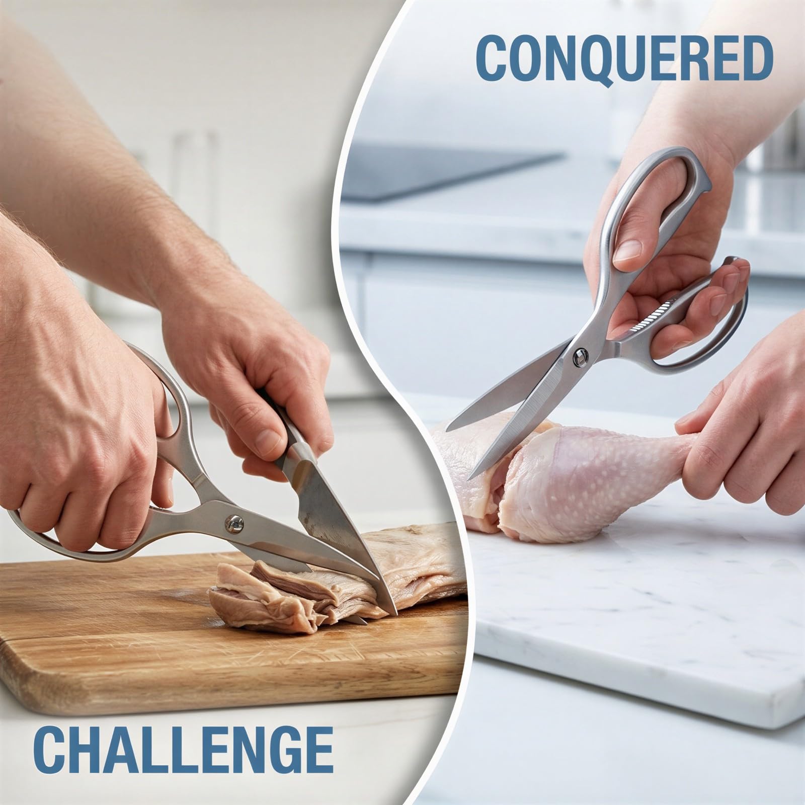 Küchenschere aus Edelstahl, robuste Kochschere für die Küche, einteilig geschmiedete Konstruktion für Fleisch und Hühnerknochen, spülmaschinengeeignet, Mehrzweckschere für Haushalt und BBQ