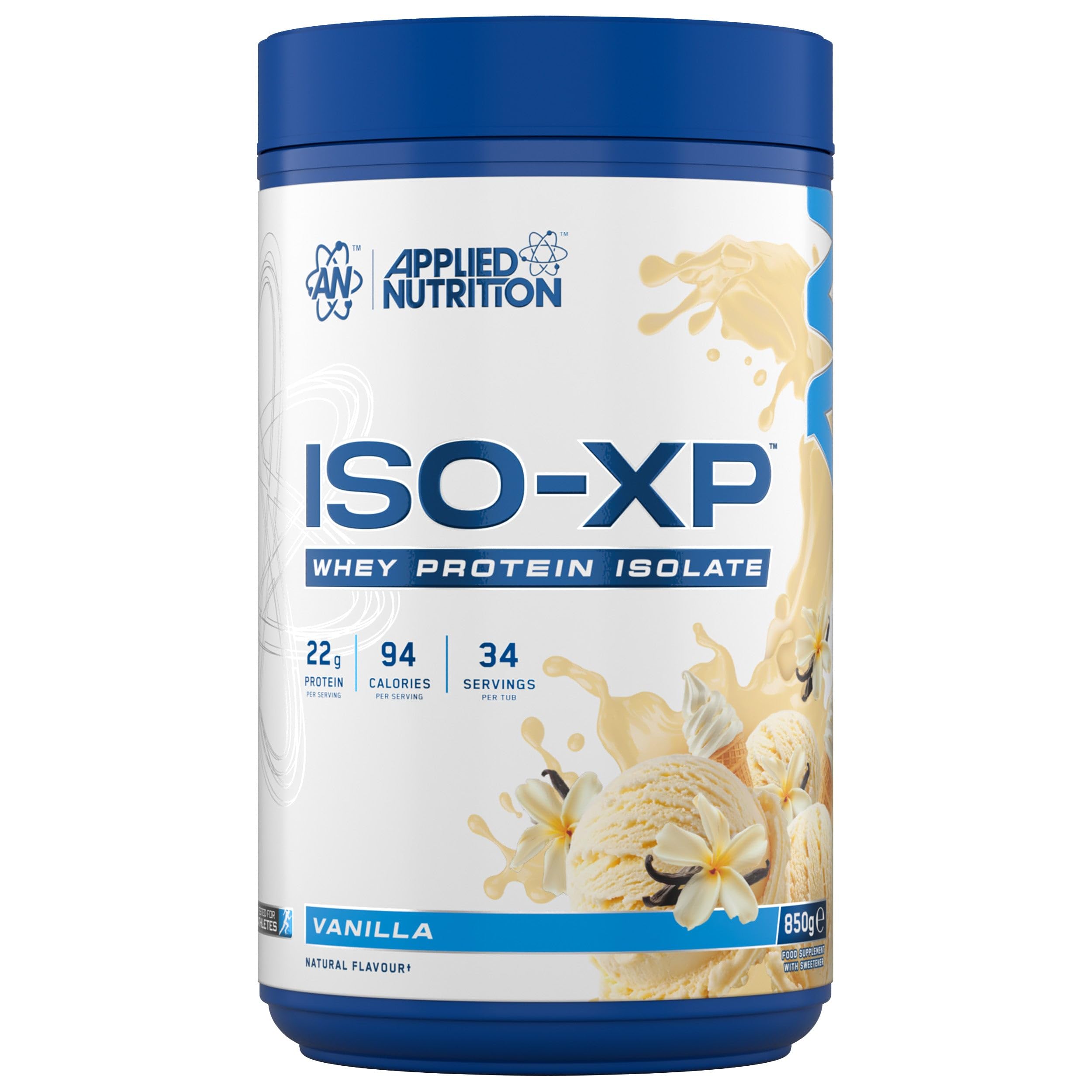 Applied Nutrition ISO-XP Whey Protein Isolate – Over 21g Protein, Low Carb, Low Fat, BCAA-Rich, Fast Absorption, Soy-Free, Halal-Certified (850g - 34 Servings) (Vanilla)