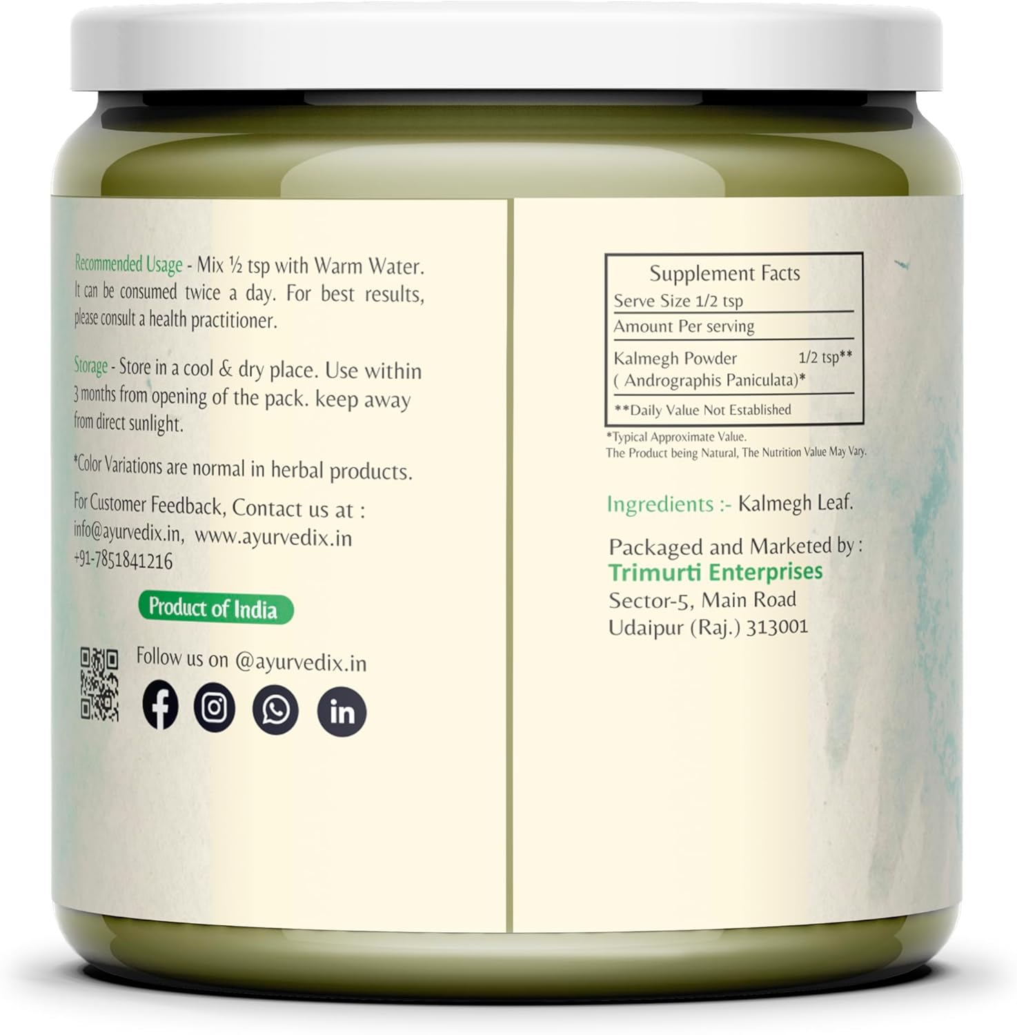 Kalmegh Powder (Andrographis Paniculata) | 100% Pure & Natural Ayurvedic Herbal Supplement | Supports Immunity, Liver Health & Digestion | Chemical-Free Herbal Powder | 200g (Pack of 2)