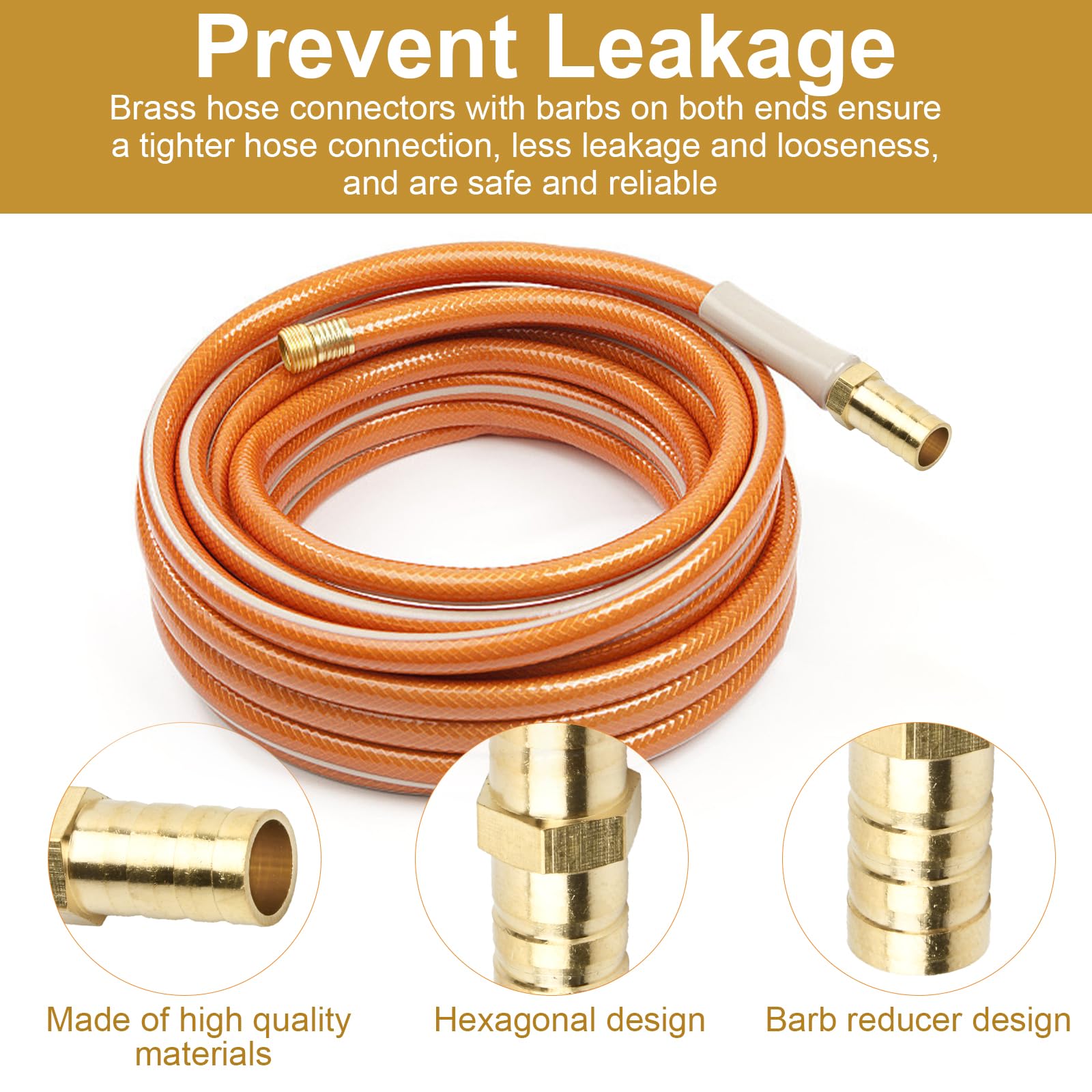 RNHDLY 20 Pezzi Connettore per Tubo, Connettore del Tubo, Connettori per Tubi, Portagomma in Ottone, Connettore per Tubo Flessibile per Aria Tubo, Acqua Tubo, Olio Tubo, Gas Tubo(6mm/8mm/10mm/12mm