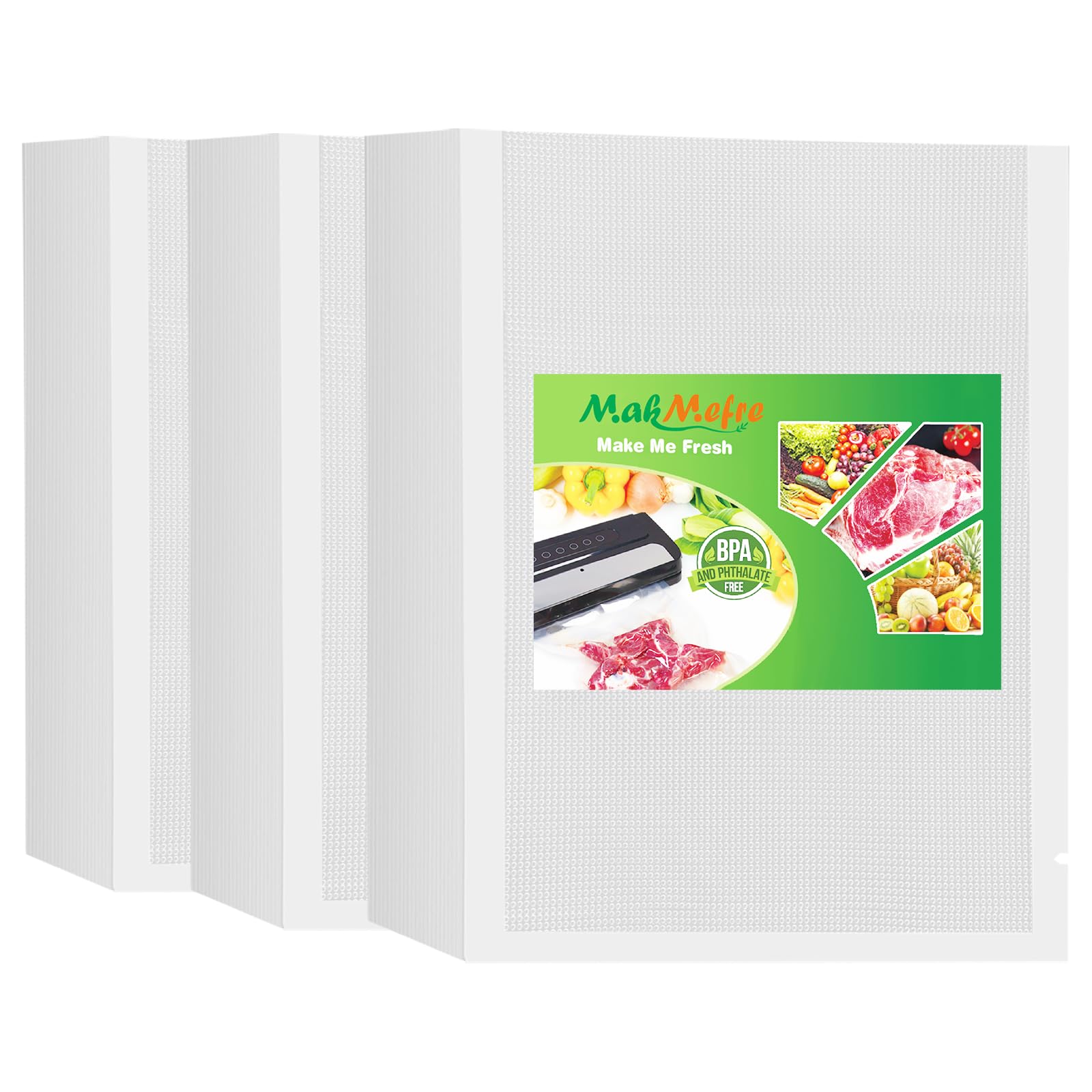 MakMeFre 300 Bolsas Envasado al Vacío Para Alimentos 25x33cm Sin BPA