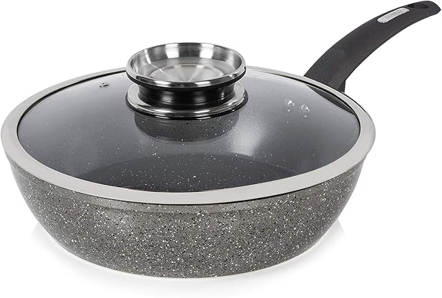 Tower T81202 Cerastone Induction Saute Pan, Non Stick Ceramic Coating, Easy to Clean, Dishwasher Safe, Graphite, 28 cm