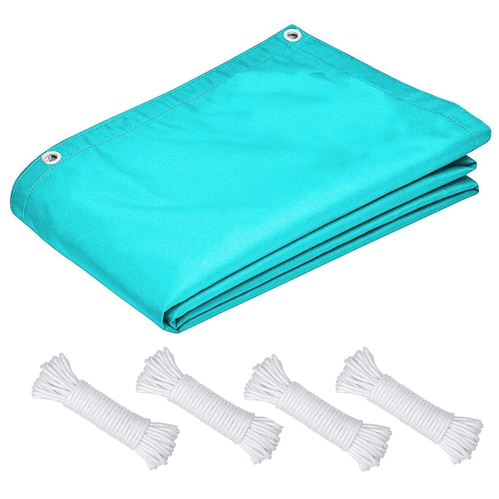 Parasole rettangolare 5 x 10 m, protezione UV e tessuto impermeabile, occhielli e cinghia per uso esterno, ideale per patio, giardino, prato, cielo blu