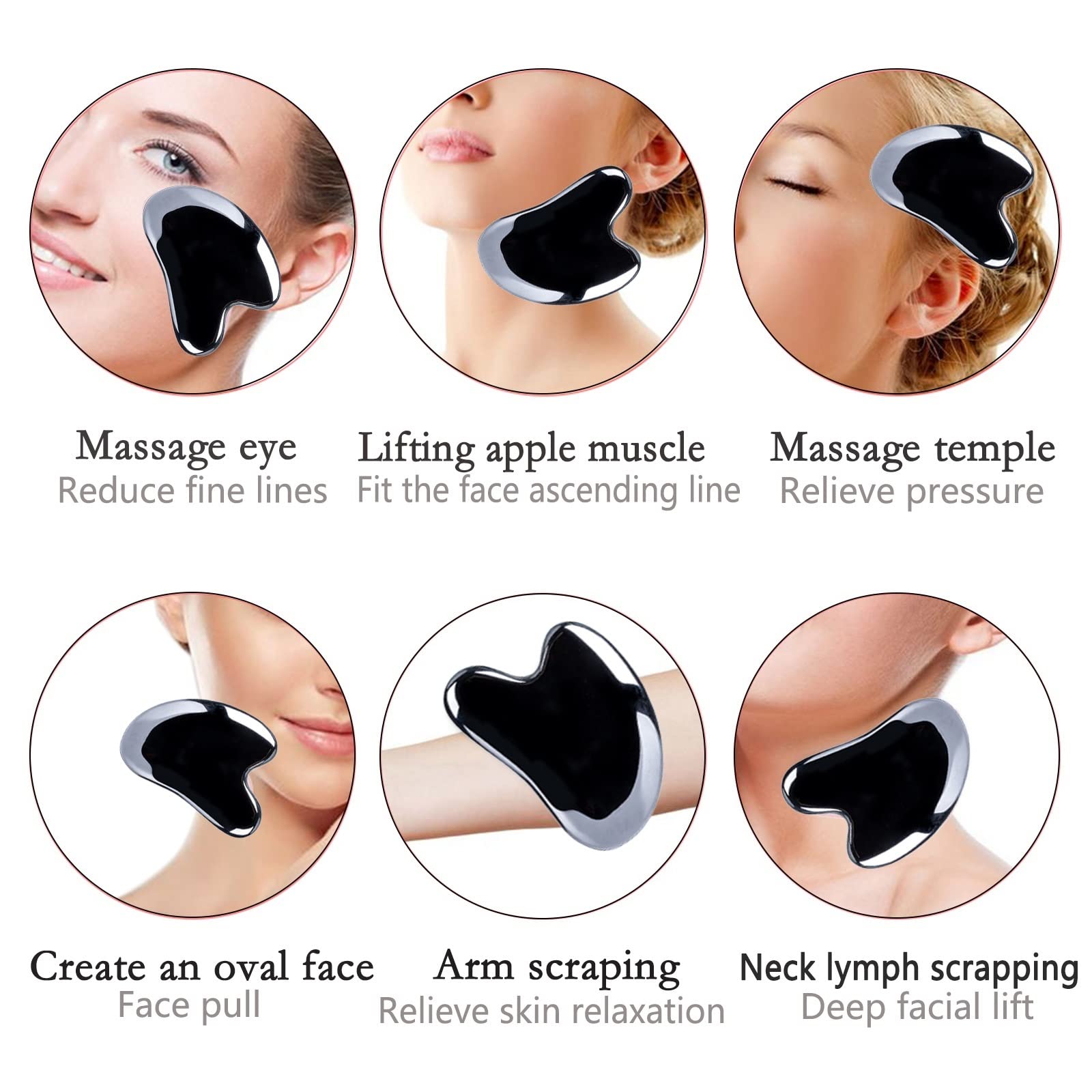 Terahertz Gua Sha Massagegerät Natürlicher Guasha-Stein Gesichtsmassagegerät Gouache-Schaber for Gesichts-Hals-Körper-Scraping Spa-Schönheitspflege 1St (Color : 3)