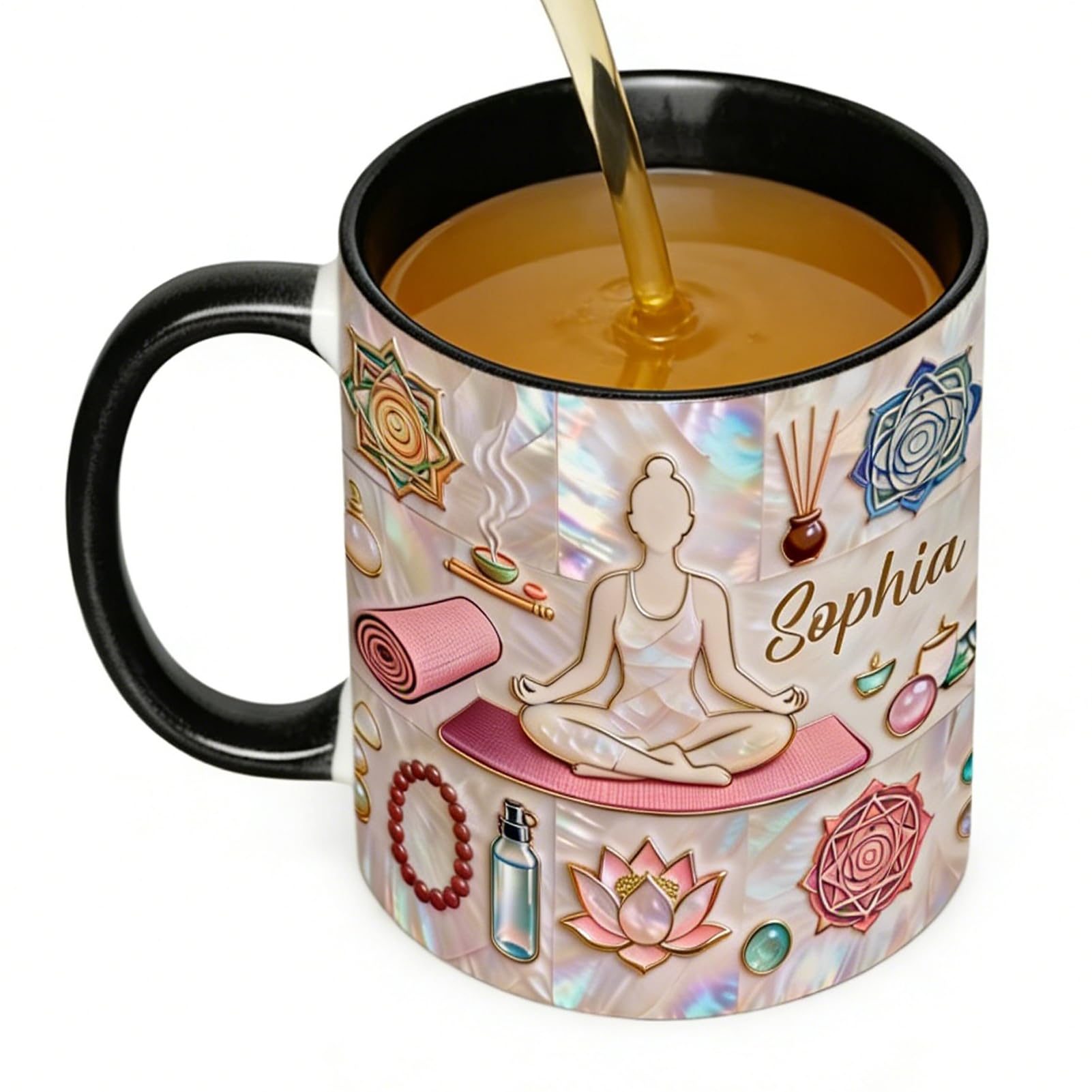 Tasse de yoga en céramique 330ml pour café et thé en camping ou pique-nique