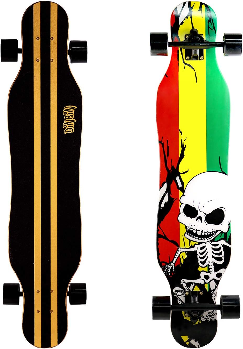 DINBIN 41 Inch Drop Through 8 Ply Maple Complete Longboards Skateboard,Cruising,Freeride Slide,Freestyle and Downhill Freestyle Cruiser for Teens or Adults