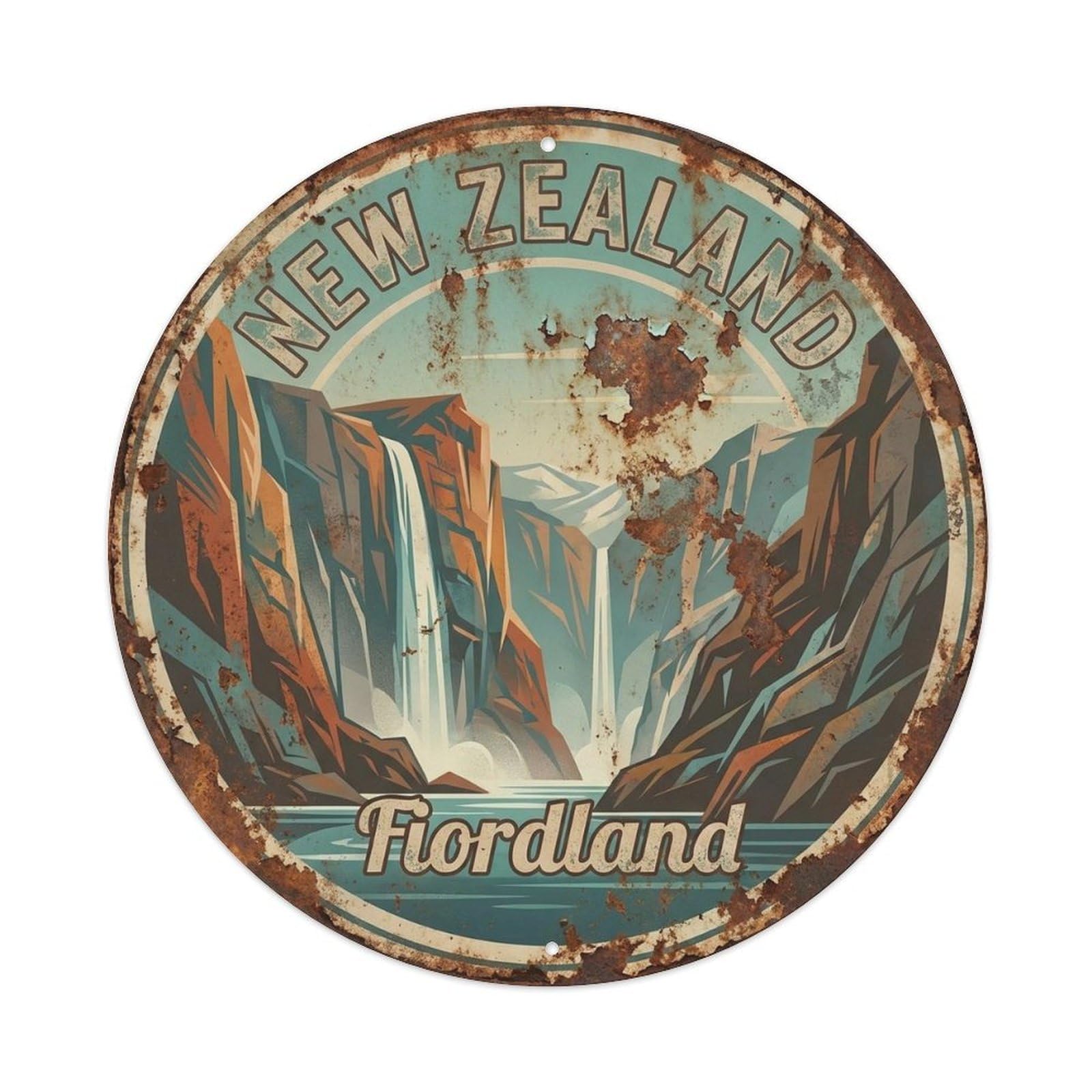 New Zealand Pacific Travel Mountain Ocean Shore Metal Tin Sign
