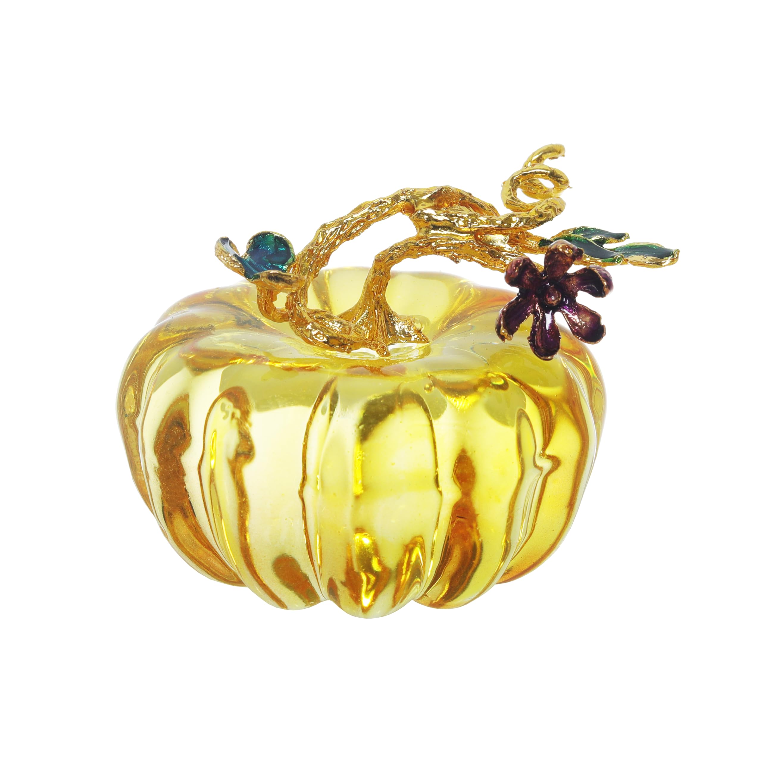 Citrouille en cristal jaune décoration automnale élégante pour table de fête