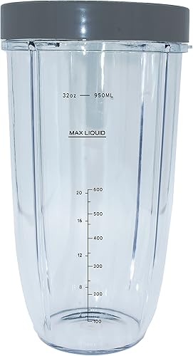Blendin Tarro de repuesto extra grande de 32 onzas con anillo de labios cómodo, compatible con Nutribullet 600W, 900W, NB-101B, NB-101S, NB-201,