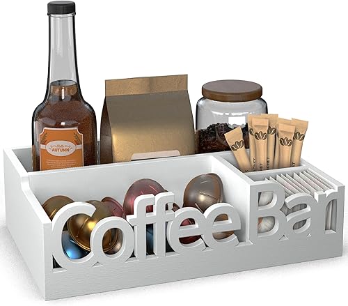 Miniatura 8 de Organizador de estación de café, organizador de café de madera para oficina y hogar, organizador de estación de café para encimera, organizador de