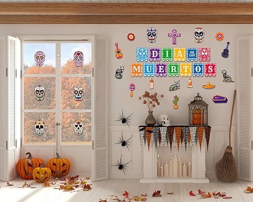 Miniatura 2 de WhatSign Decoraciones del Día de los Muertos, recortes de Halloween, decoración de calavera de azúcar, decoración de papel de Halloween, recortes de