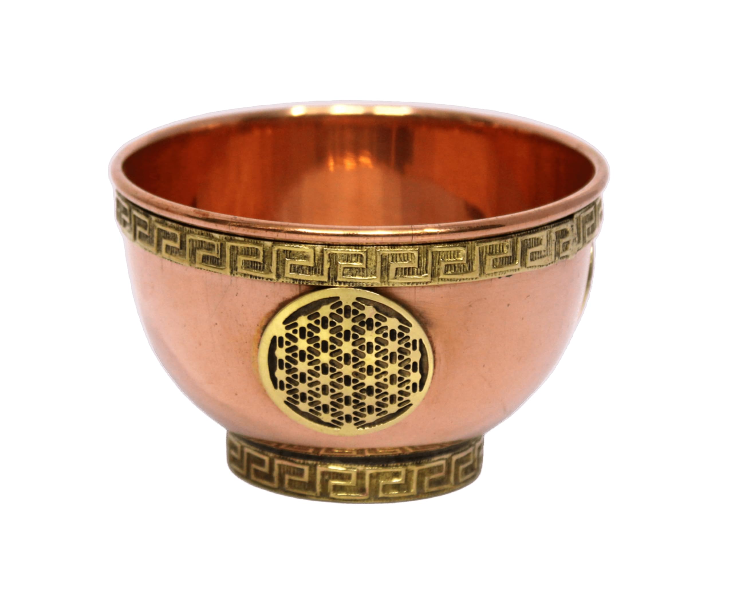 eSplanade 3-inch Copper Offering Altar Bowl with Compassion Design | Ritual Use, Incense Burner, Smudging Decorative Bowl for Home Decor, Housewarming Gift. (Flower of Life)