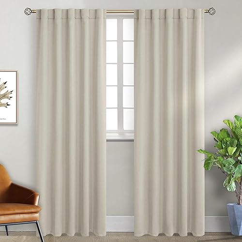 BGment Cortinas opacas con bolsillo para barra y pestaña trasera para dormitorio, cortinas de oscurecimiento con aislamiento térmico para sala de