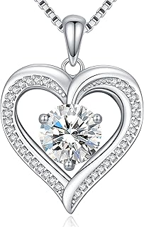 Moissanite Heart Necklaces for Women, 1-3 Carat Moissanite 925 Sterling Silver Necklace, Anniversary Present for Women, Birthday Gifts for Wife, Jewelry Gifts for Christmas, Valentine's Day