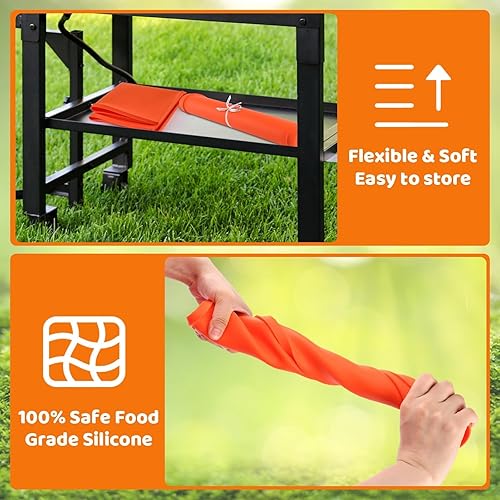 Miniatura 8 de Utheer Alfombrillas de silicona de 22 pulgadas para parrilla Blackstone, alfombrilla de silicona resistente de grado alimenticio, cubierta