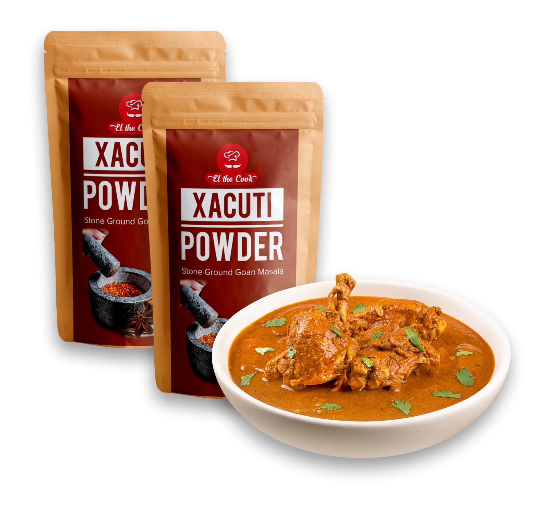 EL The Cook Goa Xacuti Masala | Red Curry Powder Masala for Chicken, Mutton Coconut Curry | Ready to Cook | 100% Natural | Made with Pure Goan Ingredients | Just Marinate & Cook | 50g x 2 Pack