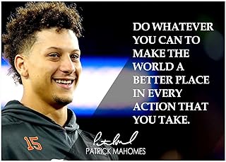 Patrick Mahomes Poster Motivational Quote Posters Inspirational Football Sports Decor Coaching Wall Art Growth Mindset Teacher Educational Teaching Quotes Autograph Elementary Jersey Kansas City P091