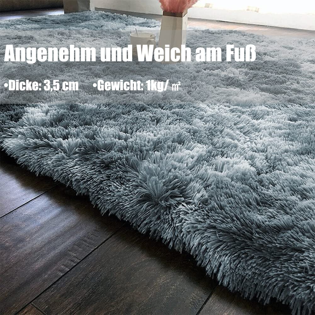 Tappeto Soggiorno Super Morbido - Tappeti Shaggy Soffice Lato Lavabile - Moderno Tappeto Inferiore Antiscivolo a Pelo Lungo Tappeti a Pelo Lungo 150 x 240CM, Grigio argento