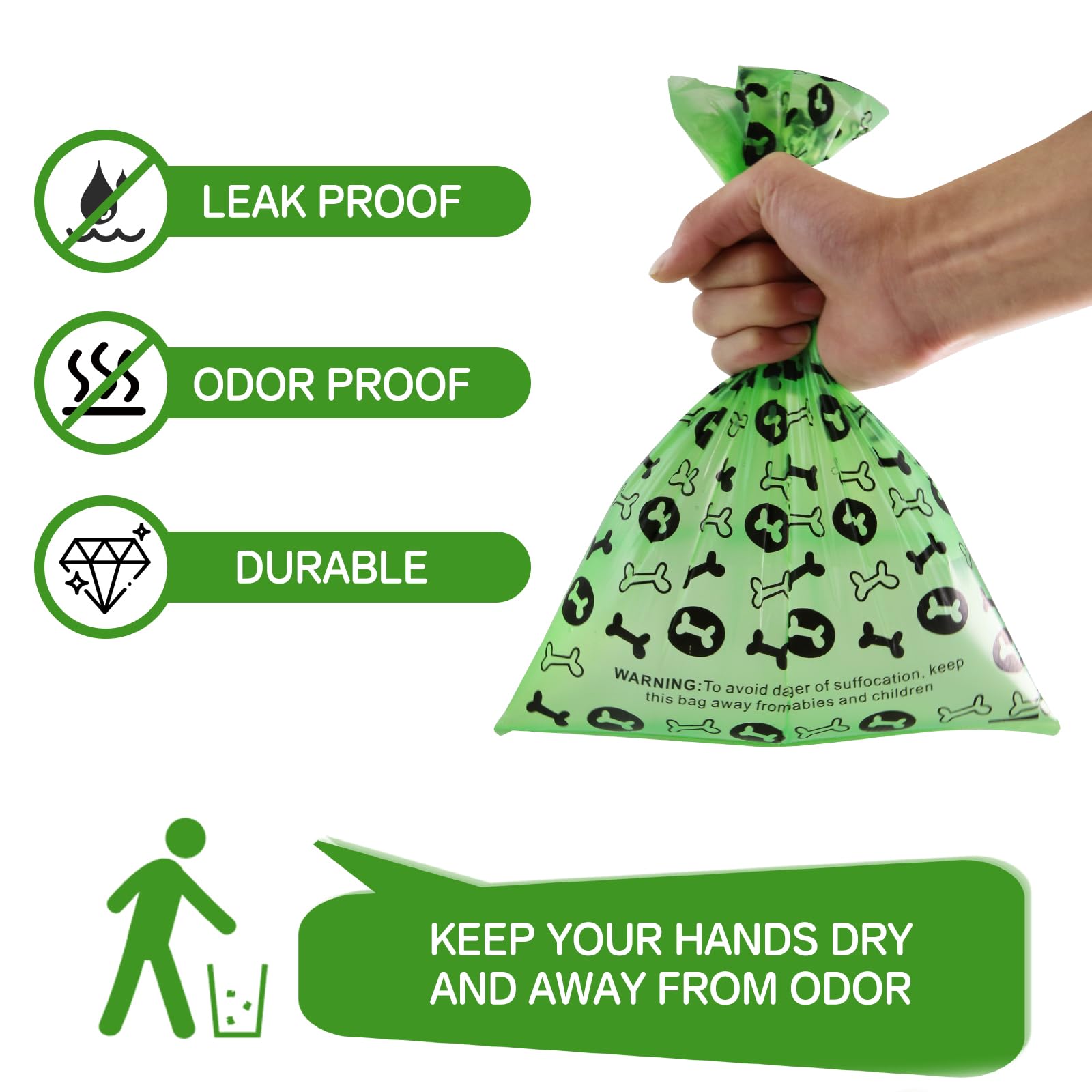 OIRLVCE Dog Waste Bags, 300 Dog Poop Bags, Lavender Scented, Super Strong Thick, 15 Bags per Roll, 20 Rolls, 9 x 13inches - Image 3