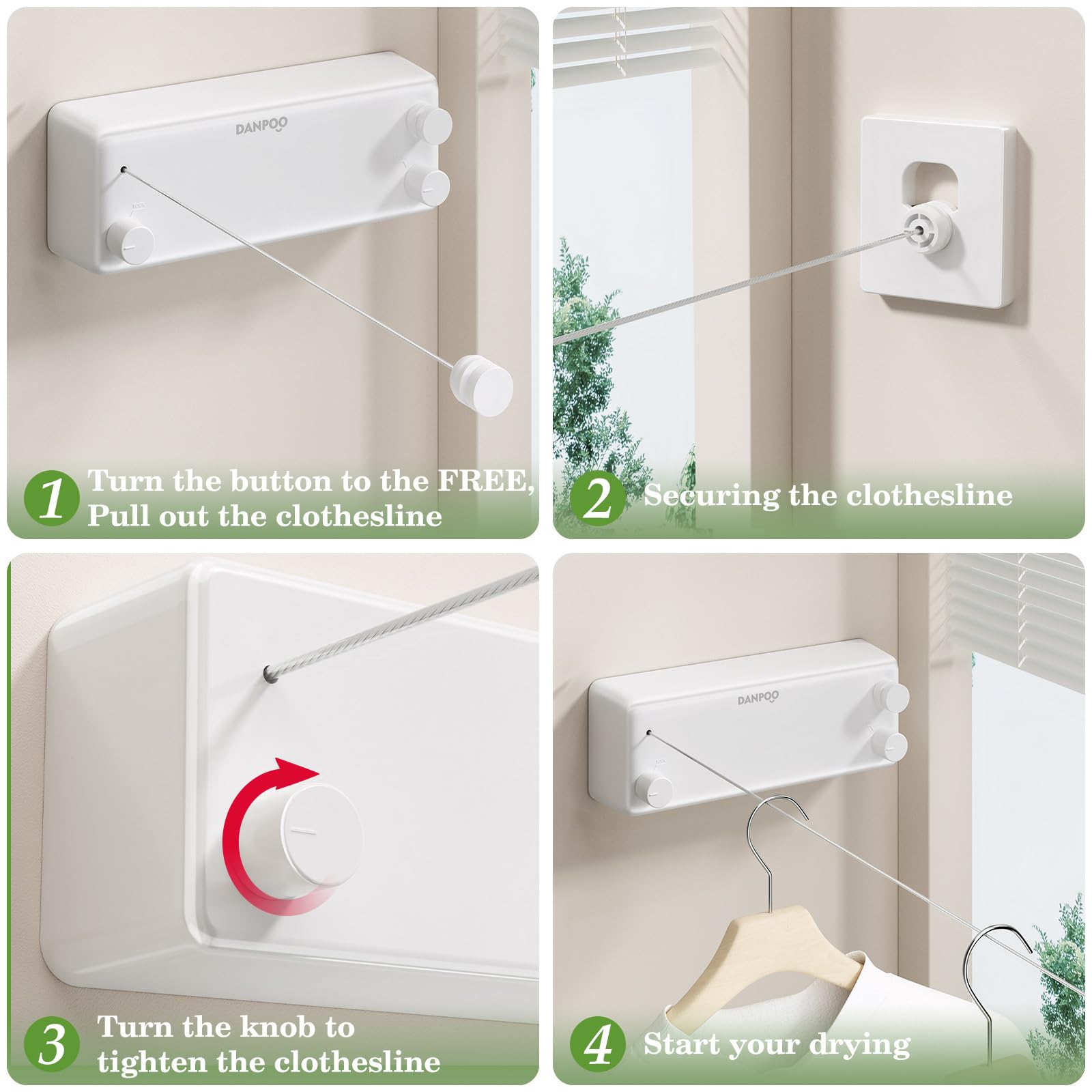 Stendibiancheria Retrattile Invisibile A Doppio Cavo – 4.2m In Acciaio Inox, Carico 15 Kg, Per Balcone E Bagno