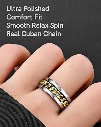 Vista 34 de King Ring 8mm Spinner Ring – Fidget Ring for Men & Women – Designed in USA Negro