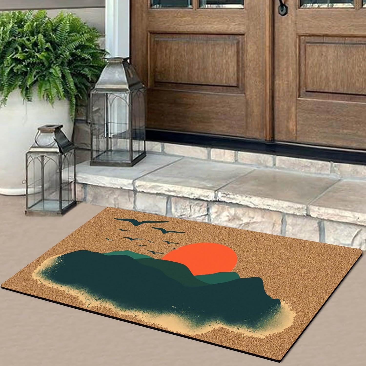 Welcome Door Mat Outdoor Indoor Entrance Low-Profile Floor Mats Non Slip Durable Entrance Rugs for Entry, Patio, High Traffic Areas Front Door, 17" x 29.5" (Mouse Head Welcome)