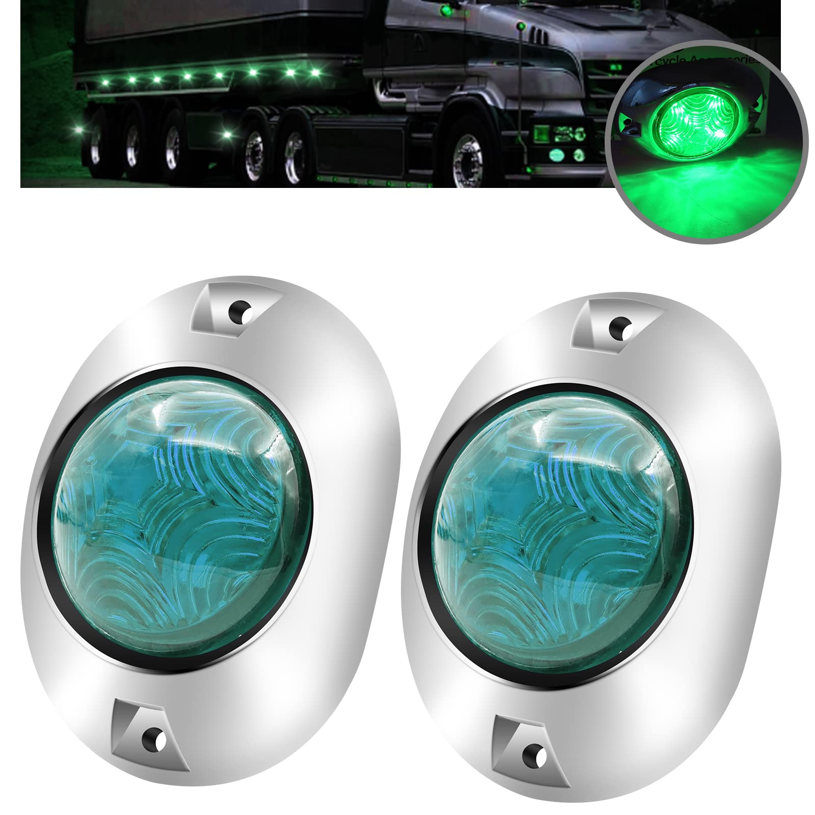 Amazon | X-STYLE サイドマーカー LED 12V 24V 緑 5連LED マーカー