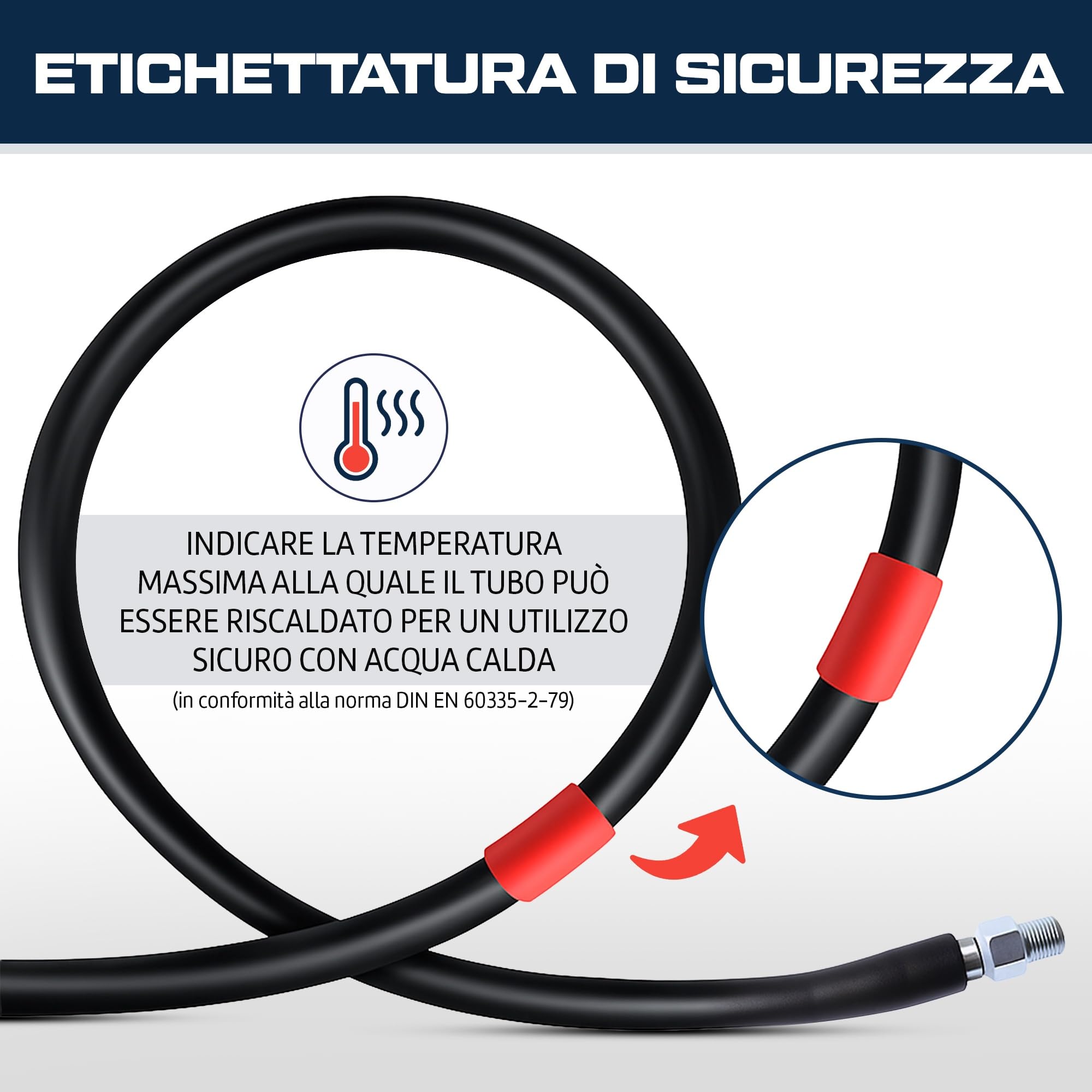 Kit Sonda Sturatubi per Idropulitrice 35 m, Tubo Sturatubi Alta Pressione Rinforzato, 5 Ugelli + 3 Adattatori in Ottone, Compatibile con Karcher K2-K7, Lavor, Parkside e Bosch