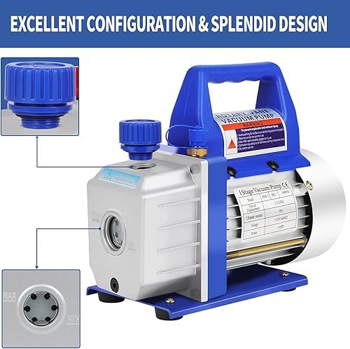 Miniatura 4 de GYZJ Bomba de vacío económica de paletas rotativas de 3.5 CFM de 14 HP de una sola etapa para aire acondicionado HVAC refrigerante recarga de