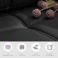 Vista 8 de TYBOATLE Sofá seccional de piel sintética para sala de estar, cómodos sofás tapizados con mechones de 88 pulgadas con cargador USB y tipo C, sofá