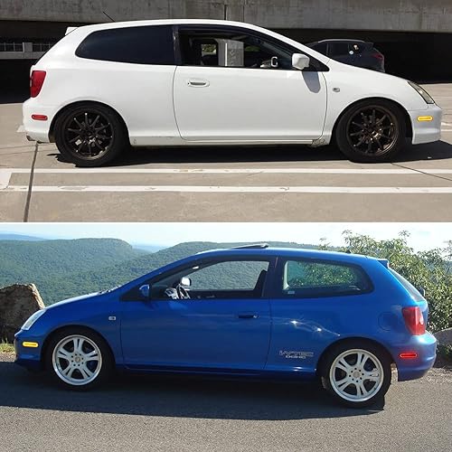 Miniatura 4 de TurningMax Para Honda Civic Si EP3 3DR parachoques lateral delantero ámbar trasero rojo lámparas ahumadas 33801S5TA01 4PS 2003 2004 2005