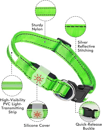 Miniatura 8 de Petbank Collar de perro con luz LED, 7 colores RGB y 5 modos de luz, ajustable recargable por USB, collares de perro que brillan en la oscuridad,