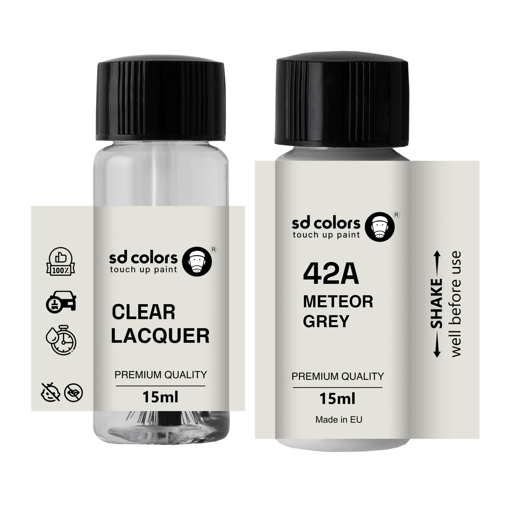 Sd Colors Paint+Lacquer Meteor Grey 42A New Touch Up Paint 15 Ml Repair Scratch Chip Brush Color Code 42A Meteor Grey (Paint+Lacquer)