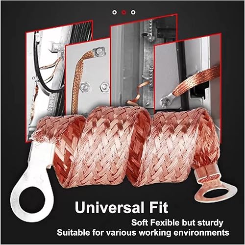 Miniatura 6 de Moonight Correa de conexión a tierra trenzada de cobre, correa de tierra para motor automotriz, cable de puesta a tierra de puente, alambre de