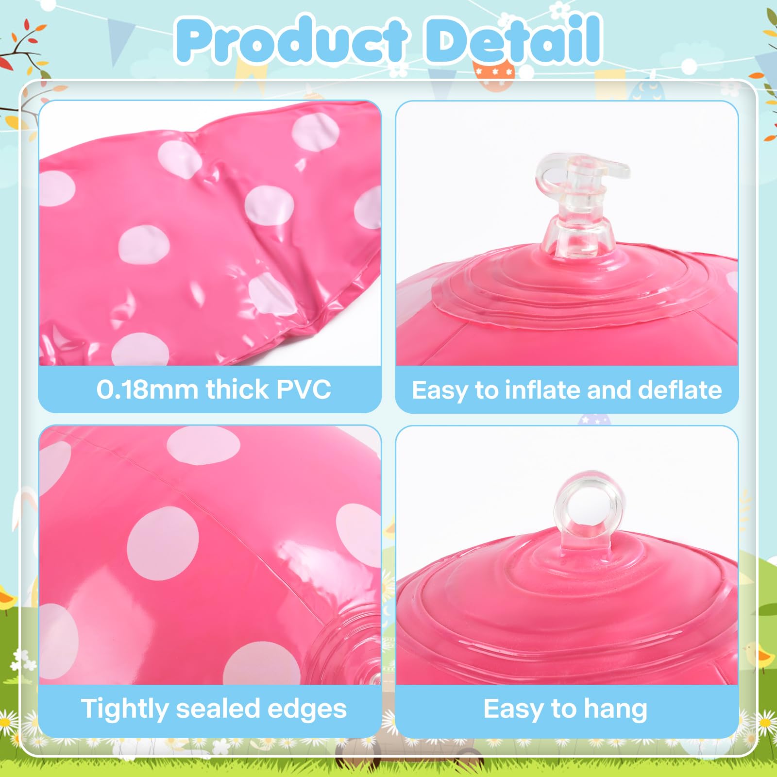 Oeufs de Pâques Gonflables 40 cm Décorations Géants pour Jardin Pelouse