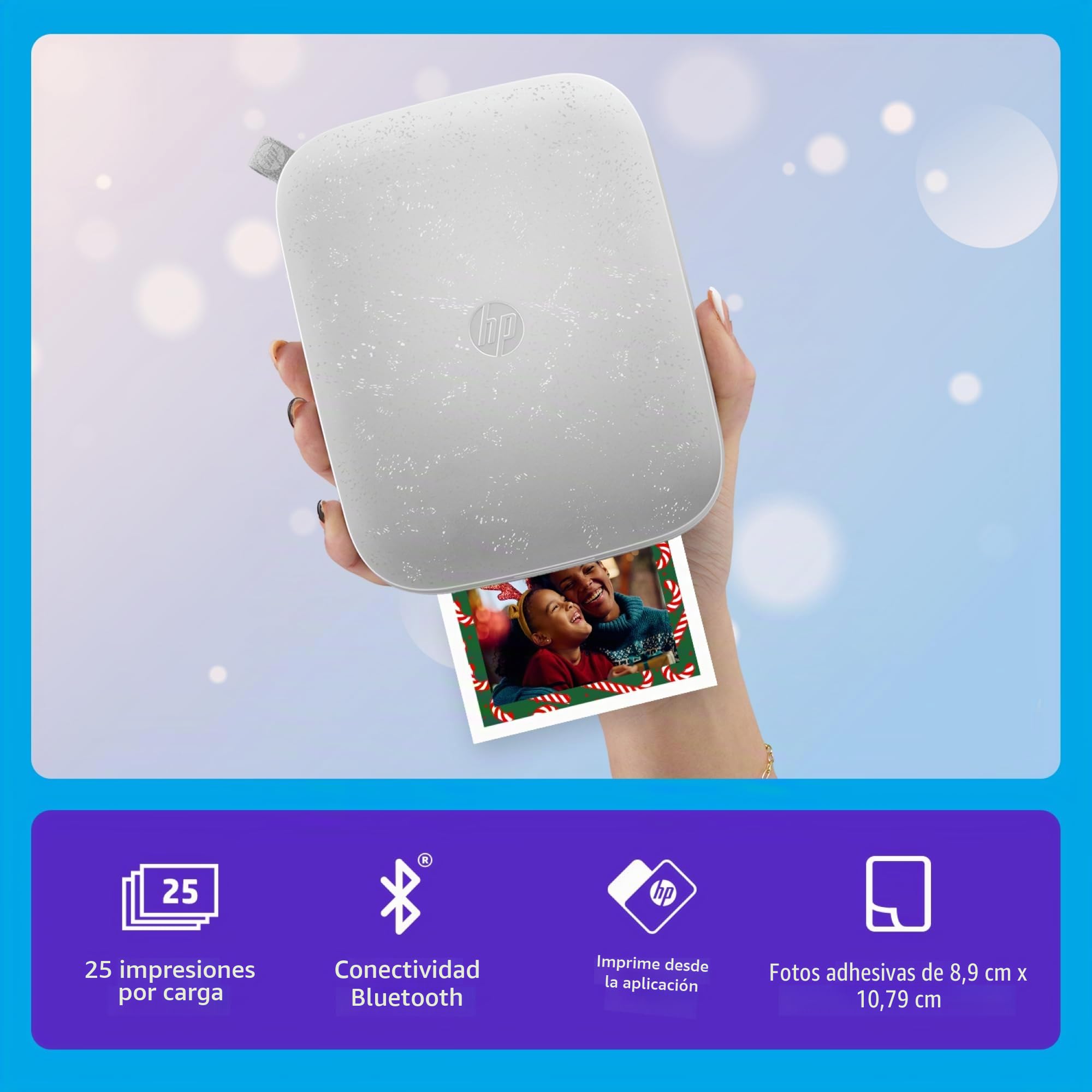 HP Sprocket 3x4 (8,9 x 10,8 cm) Impresora fotográfica portátil: Imprime Fotos al Instante y CREA álbumes de Recortes con Papel Zink Adhesivo. Ideal para el hogar o para Llevar a Todas Partes, Blanco.
