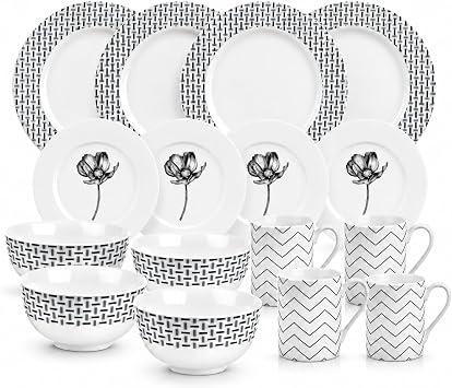 Portmeirion Portmeirion Home Stella 16-Piece Dinnerware Set - Black/White