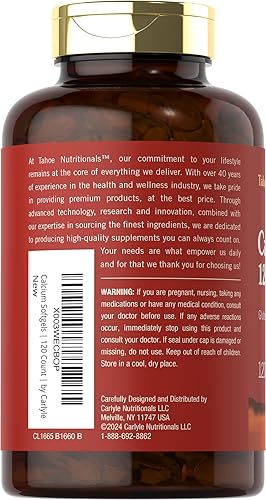 Miniatura 3 de Carlyle Calcio 1200 mg con vitamina D3 | 120 cápsulas blandas | Suplemento sin OMG y sin gluten para hombres y mujeres | Tahoe Nutritionals