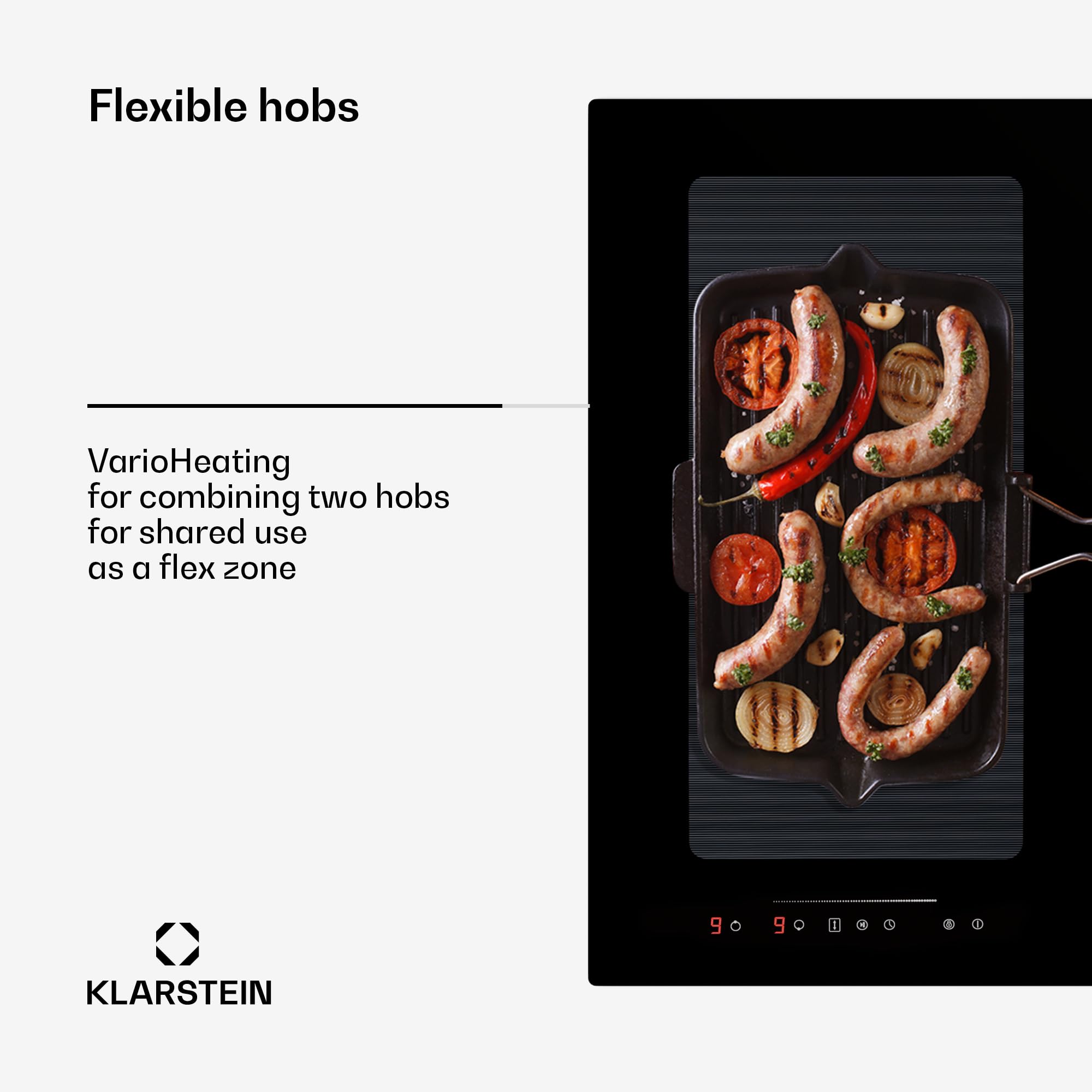 Klarstein Płyta indukcyjna 2w1 ze zintegrowanym okapem, Płyta indukcyjna z okapem do wyspy kuchennej, ze zintegrowanym Przepływ 391m³/h, Sterowanie dotykowe, Klasa energetyczna A+