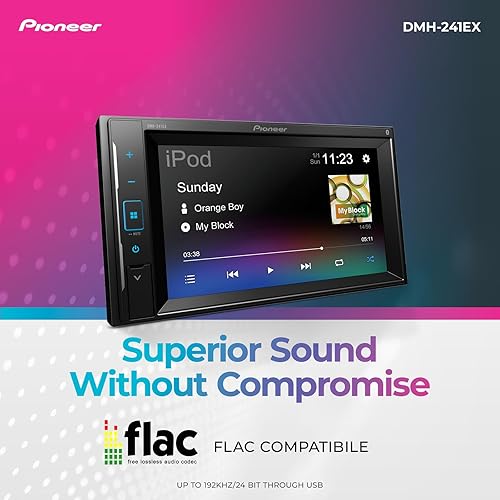 Miniatura 4 de Pioneer DMH-241EX Pantalla táctil resistiva de 6.2", doble DIN - Bluetooth, cámara de respaldo, radio AMFM, USB, reproducción FLAC, chasis corto,