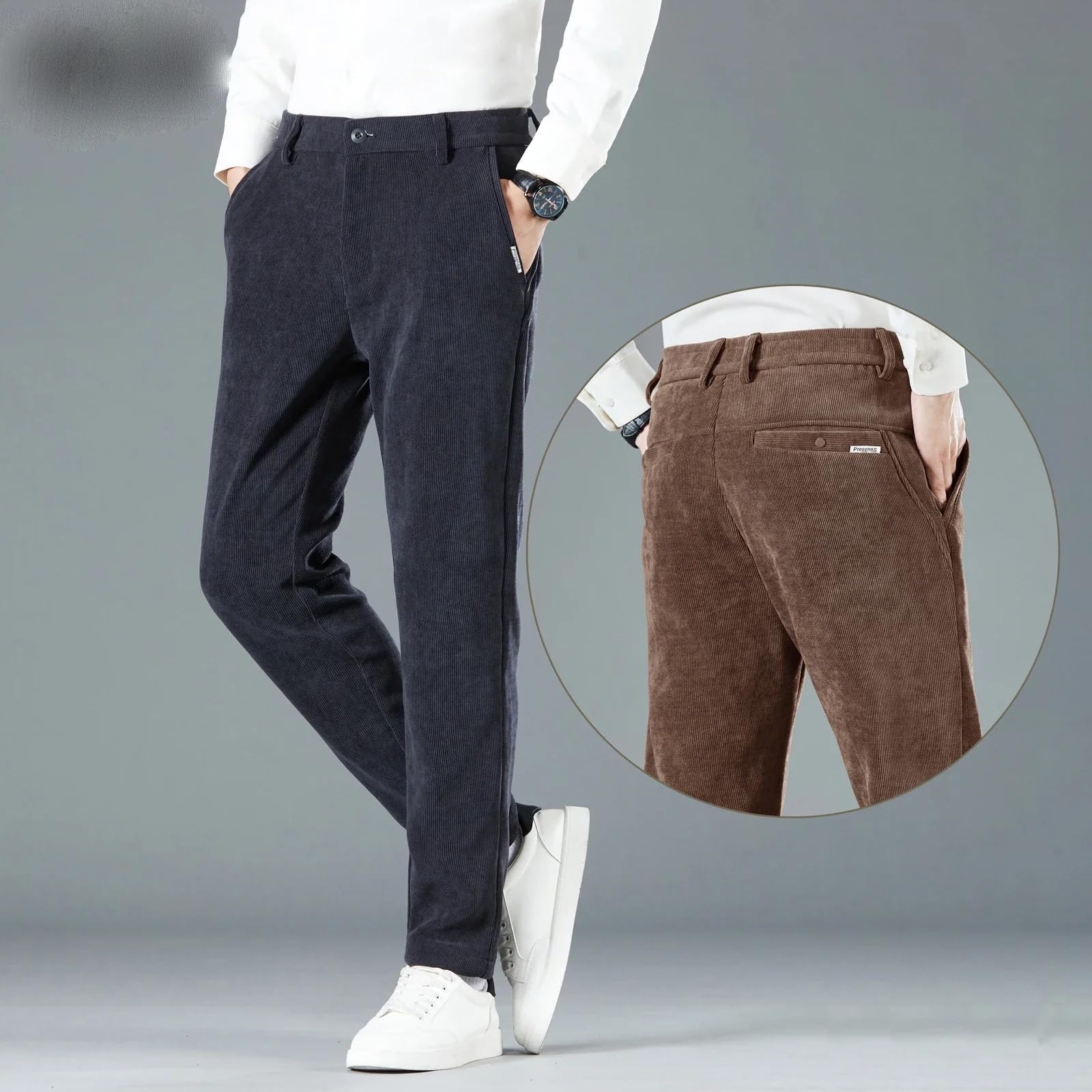 Uomini Business Casual Pantaloni Autunno Dritto Cord Pantaloni Maschio Inverno Uomini Abbigliamento Coreano Pantaloni Per Gli Uomini