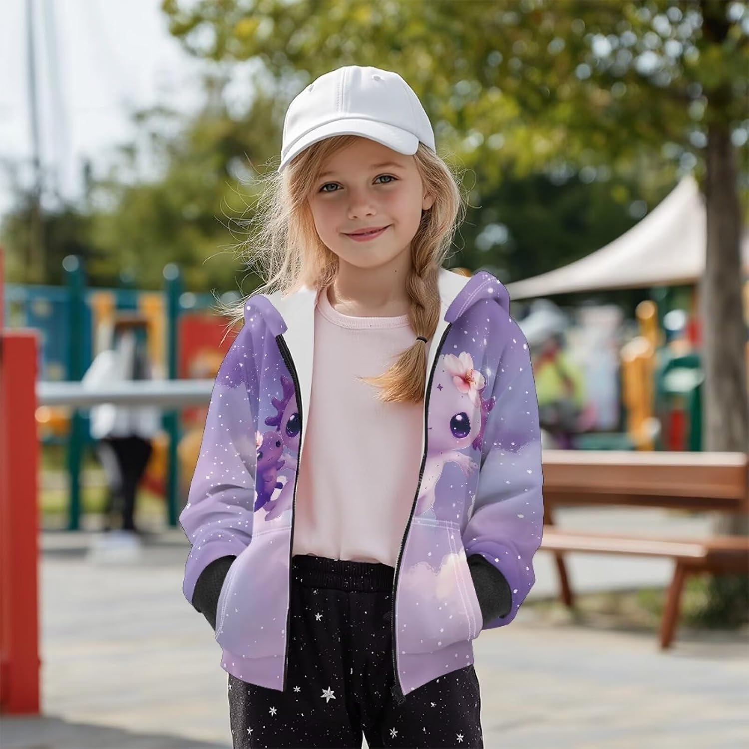 Cute Zip Up Hoodies for Girls Fleece Hooded Sweatshirt with Pockets Fall Winter Clothes Size 5-14 Years
