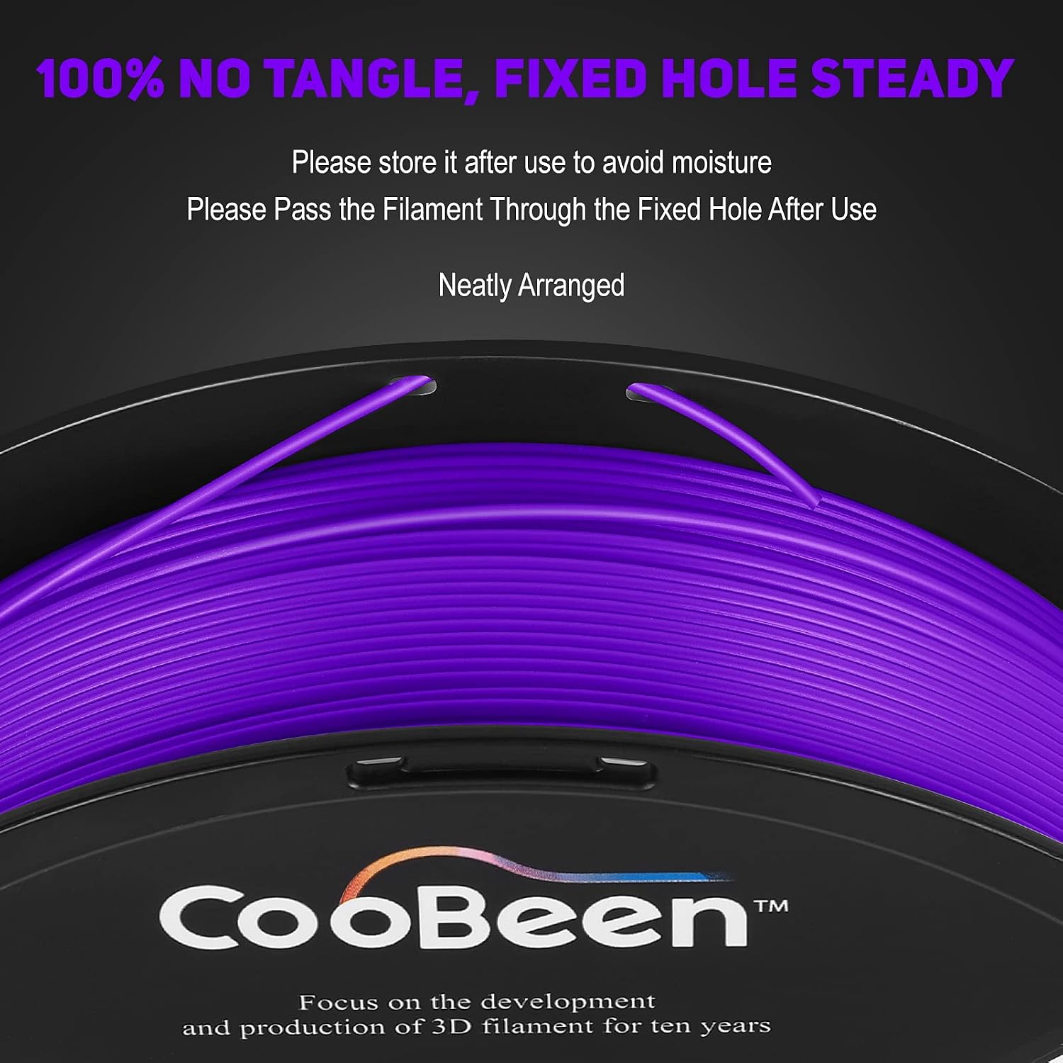 CooBeen PLA 3D Printer Filament , 3D Printer PLA Filament Purple with Build Surface Nozzle Cleaning Needle, Dimensional Accuracy +/- 0.02 mm, 1 Kg Spool, Fit FDM 3D Printer 1 Pack (Purple)