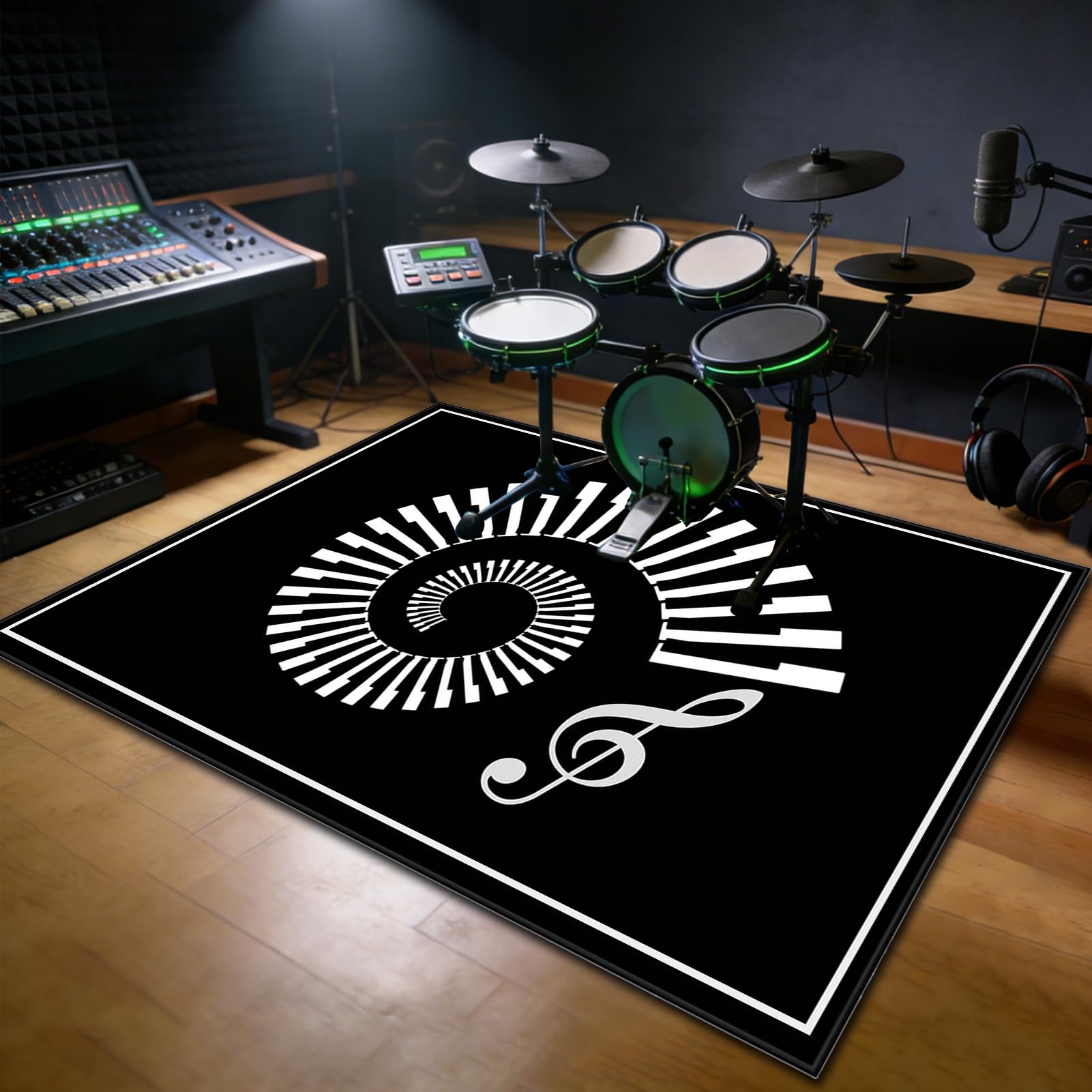 Tappetino Insonorizzato Batteria Drum Tappetino per Batteria e Percussioni Tappeto a Tamburo Tappeto per Batteria Elettrica Tappeto per Batteria Acustica Tappeto Antiscivolo Batteria 230 x 200 cm